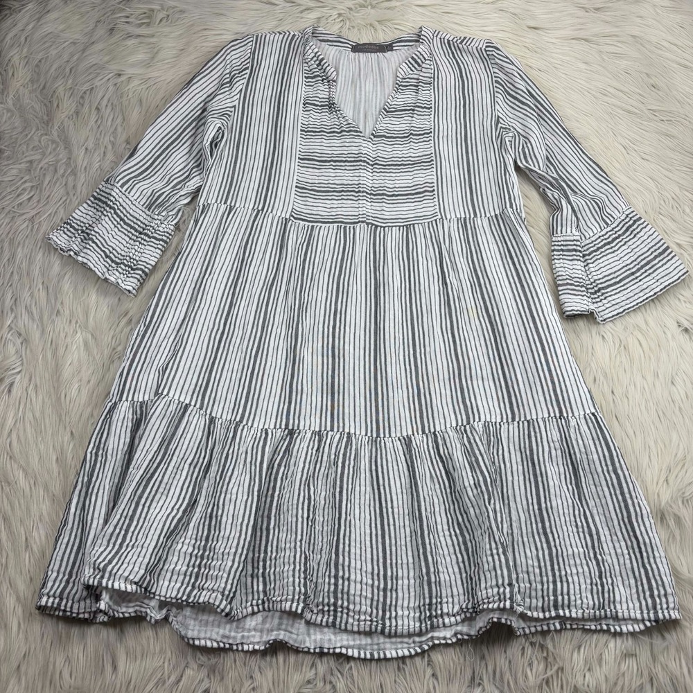 Mododoc Women's‎ S Striped Patchwork Dress Cotton Resort Beach Coastal Boho